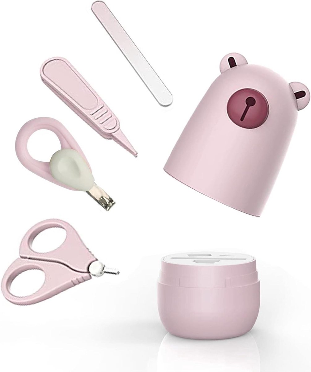 Baby Verzorgingsset - Kraamcadeau Set - Baby Verzorgen - Leuk Ontwerp - 7.6 x 7.6 cm - Paarse Beer