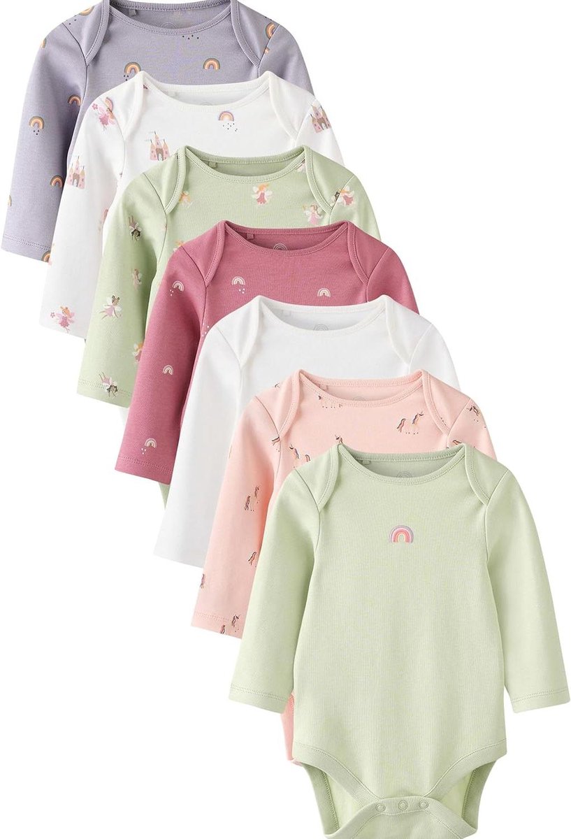 Baby Bodysuits - Babykleding Set - Dagelijks Gebruik - 100% Katoen - 7 Stuks - Pastel Kleuren
