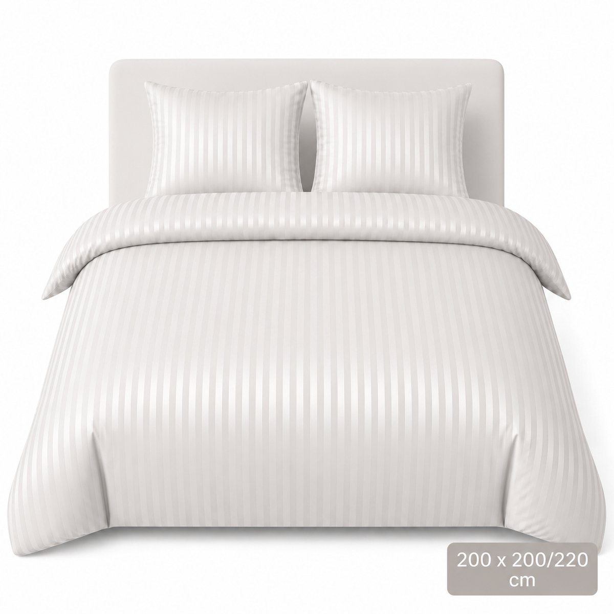 Gestreept Dekbedovertrek - Wit - 200x200/220 cm - Zacht & Ademend - Strijkvrij - Inclusief Kussenslopen - Hotel Luxe Uitstraling