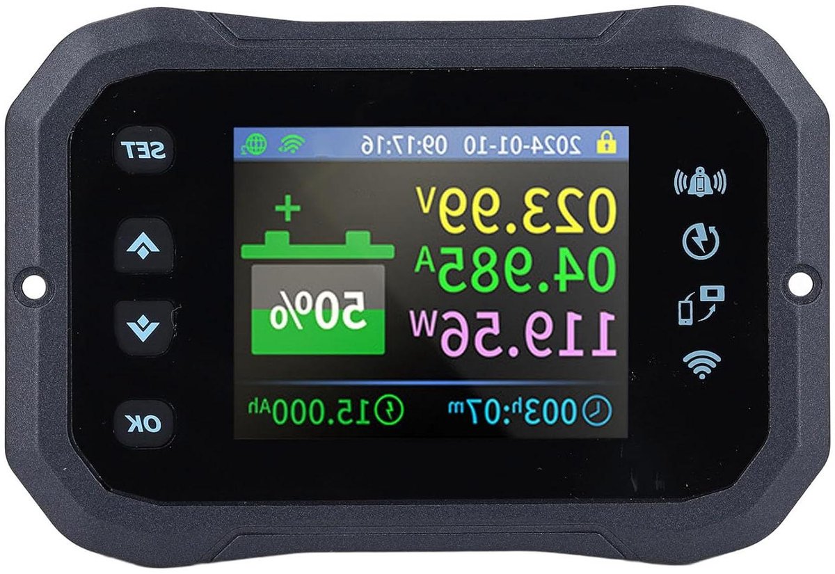 Digitale Batterijmeter - Spanningsmeter Ampèremeter - Batterij Status Bewaken - Wifi Afstandsbediening - 10-100V 100A - Zwart