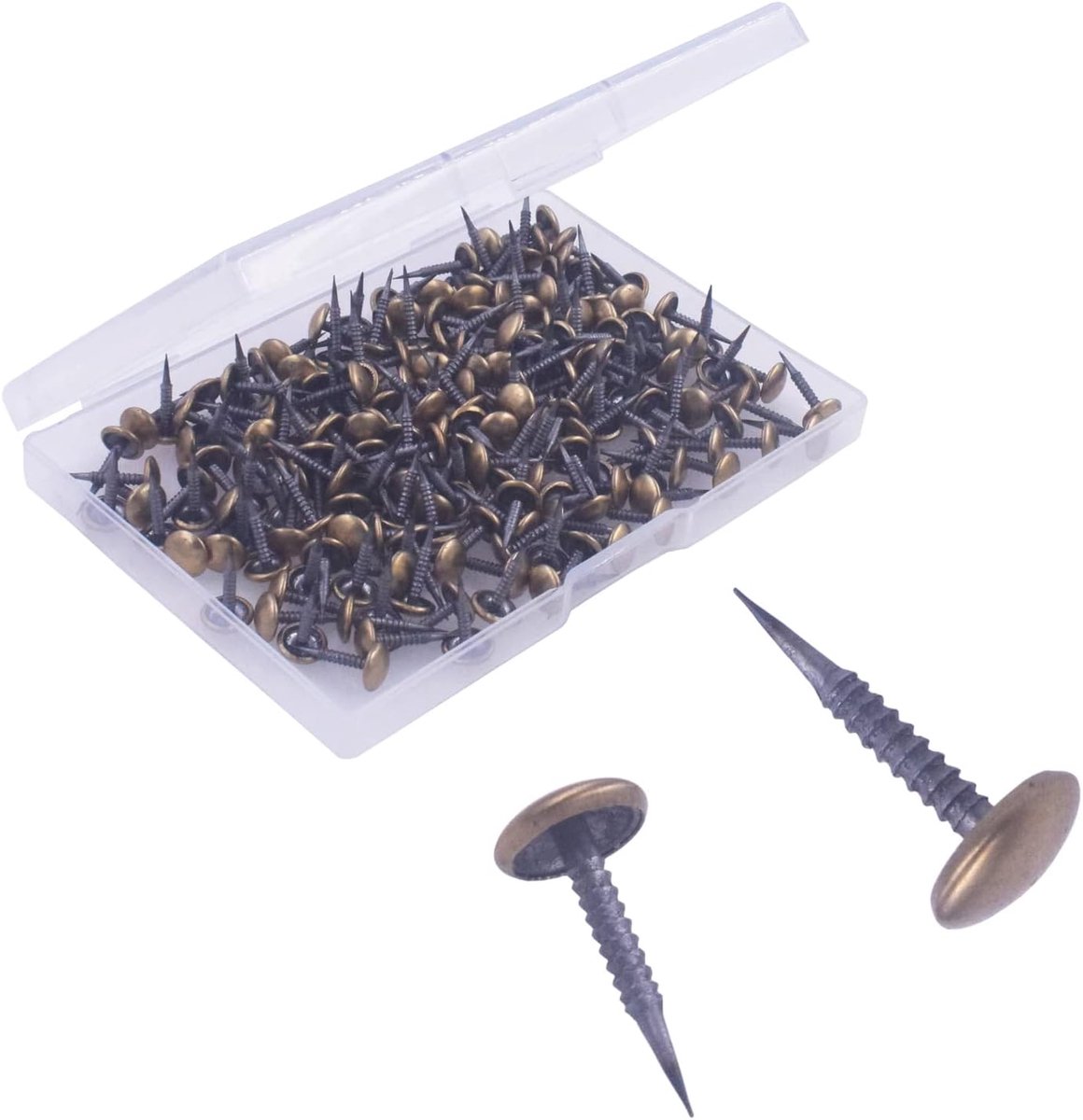 Nagels (200 stuks), decoratieve nagels voor meubels en handwerkprojecten, messing gecoate nagels met kop