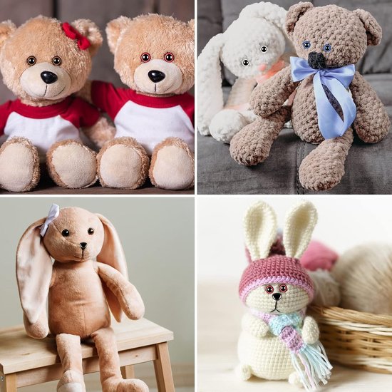 Ogen Voor Gehaakte Dieren, Veelkleurige Amigurumi Ogen Voor Knutselen 6-14mm, Veiligheidsogen En Neus Met Sluitringen Voor Gehaakte Dieren Puppet Marionet — afbeelding 5