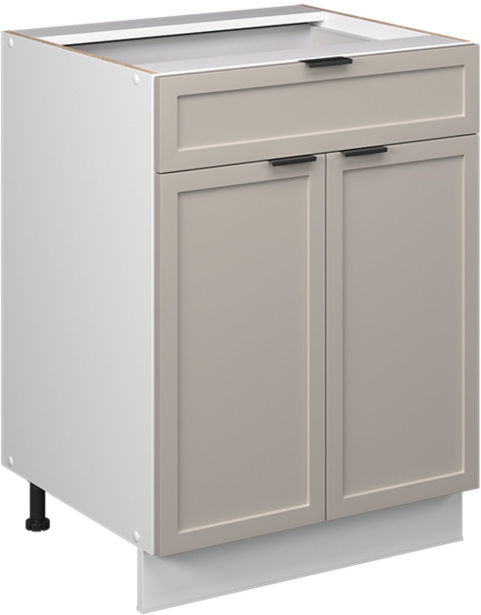 Vicco Fame-Line Onderkast voor spoelbak/kookplaat – 60 cm met lade, WB Marmer GrijsBeige GrijsBeige/Wit