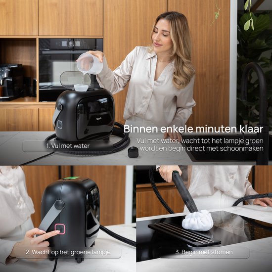 Skrub Stoomreiniger PRO – Tapijtreiniger – Handstomer – 1500W – Stoomdweil & Vloerreiniger – Carpet Cleaner met 20 Accessoires – 45 Min Stomen