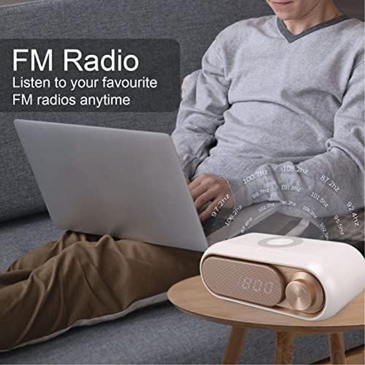 Draadloze Alarmklok met Bluetooth Speaker en USB Oplaadpoort voor de Slaapkamer, Inclusief