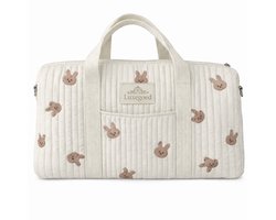 Luxegoed® Luiertas Schoudertas – Verzorgingstas voor Baby – XL Luiertas met Kinderwagenhaken & Schouderband – Konijntje Design – Ruime Opbergvakken – Unisex Baby Tas