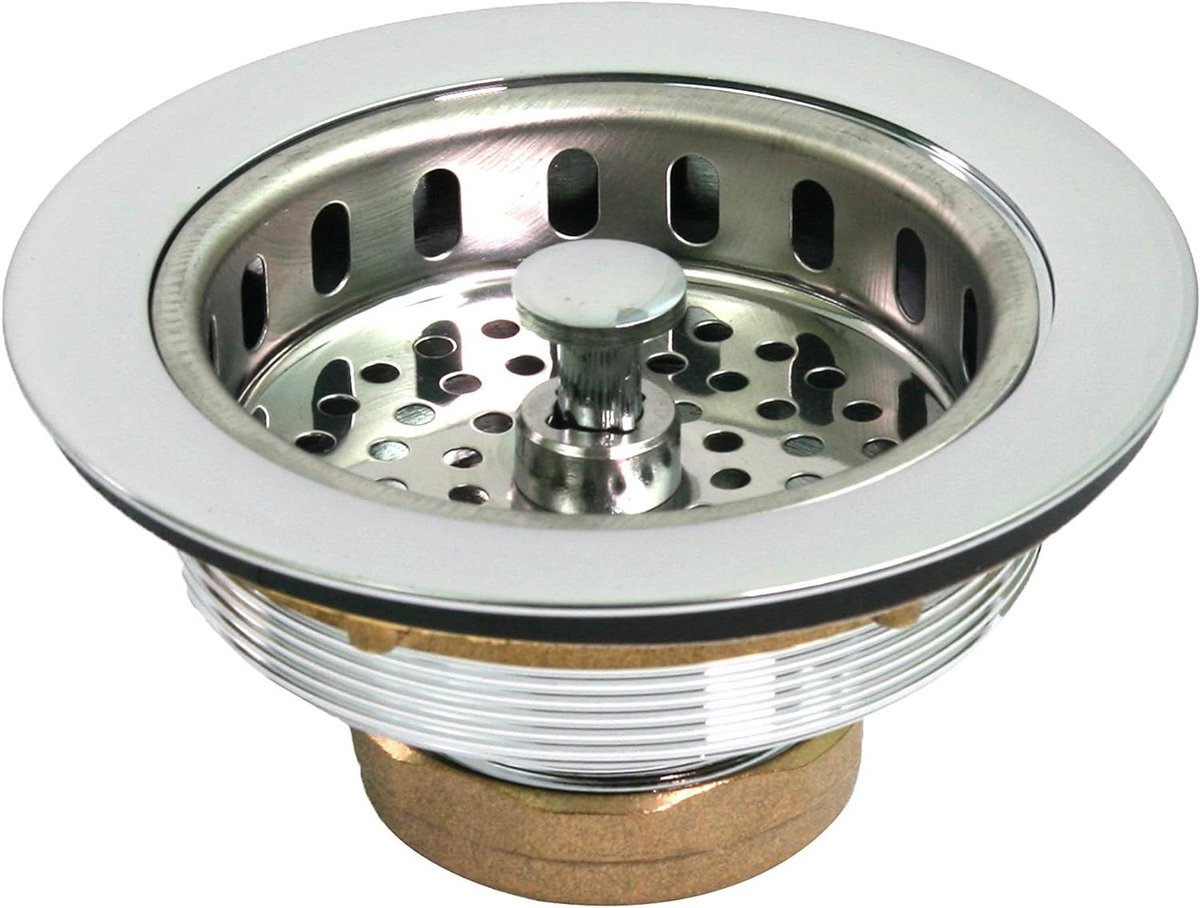 Keukenspoelbak Afvoer - Spoelbak Zeef - Keuken Organisatie - Messing Verchroomd - 3 - 102 cm - Roestvrij Staal