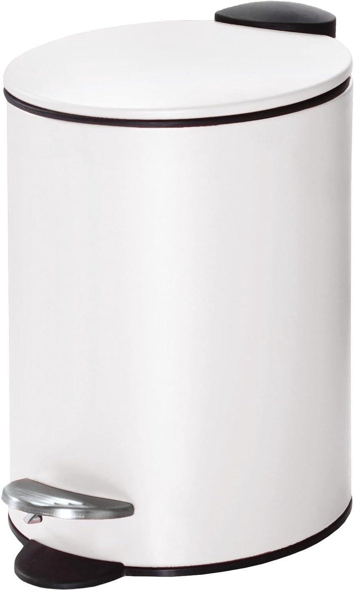 Metalen cosmetica-emmer - Prullenbakje - Hygiënisch werken - Soft Close deksel - 3 liter - Wit
