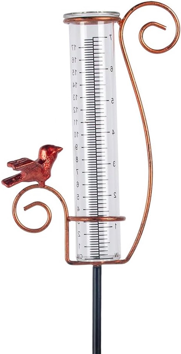 Regenmeter Tuin - Neerslagmeter Buiten - Tuinonderhoud Meten - Decoratieve Vogelvorm - 17.5cm Hoog - Rood