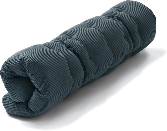 Futon Matras - Vloermatras Bank - Comfortabel Slapen - Zachte Corduroy Stof - 160x200 cm - Donkerblauw — afbeelding 5