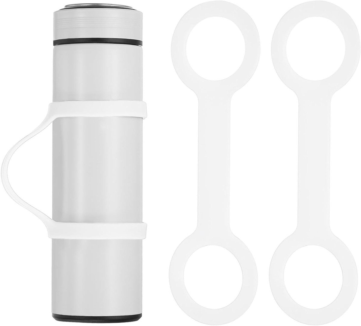 Waterfles Handgreep - Draagband Fles - Buitenactiviteiten - Verstelbare Siliconen - 2 Stuks - Wit
