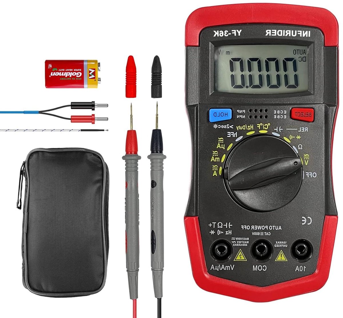 Digitale Multimeter - Elektrische Tester - Elektronica Debuggen - Automatische Bereikinstelling - 4000 Tellingen - Grijs