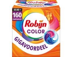 Robijn Wasmiddel - 4-in-1 Wascapsules - Color - 4 x 40 stuks - 160 Wasbeurten - Voordeelverpakking