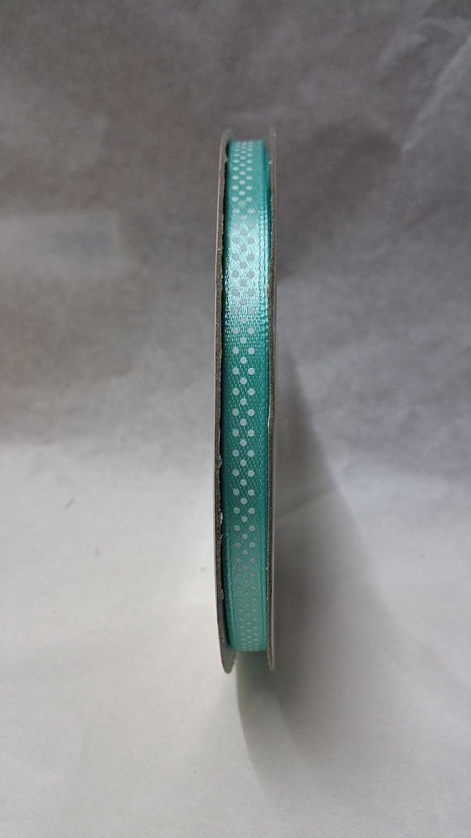 Satijnen Lint - Gestipt Band - Decoratief Gebruik - Zijdezacht Materiaal - 6 mm breed - Tiffany