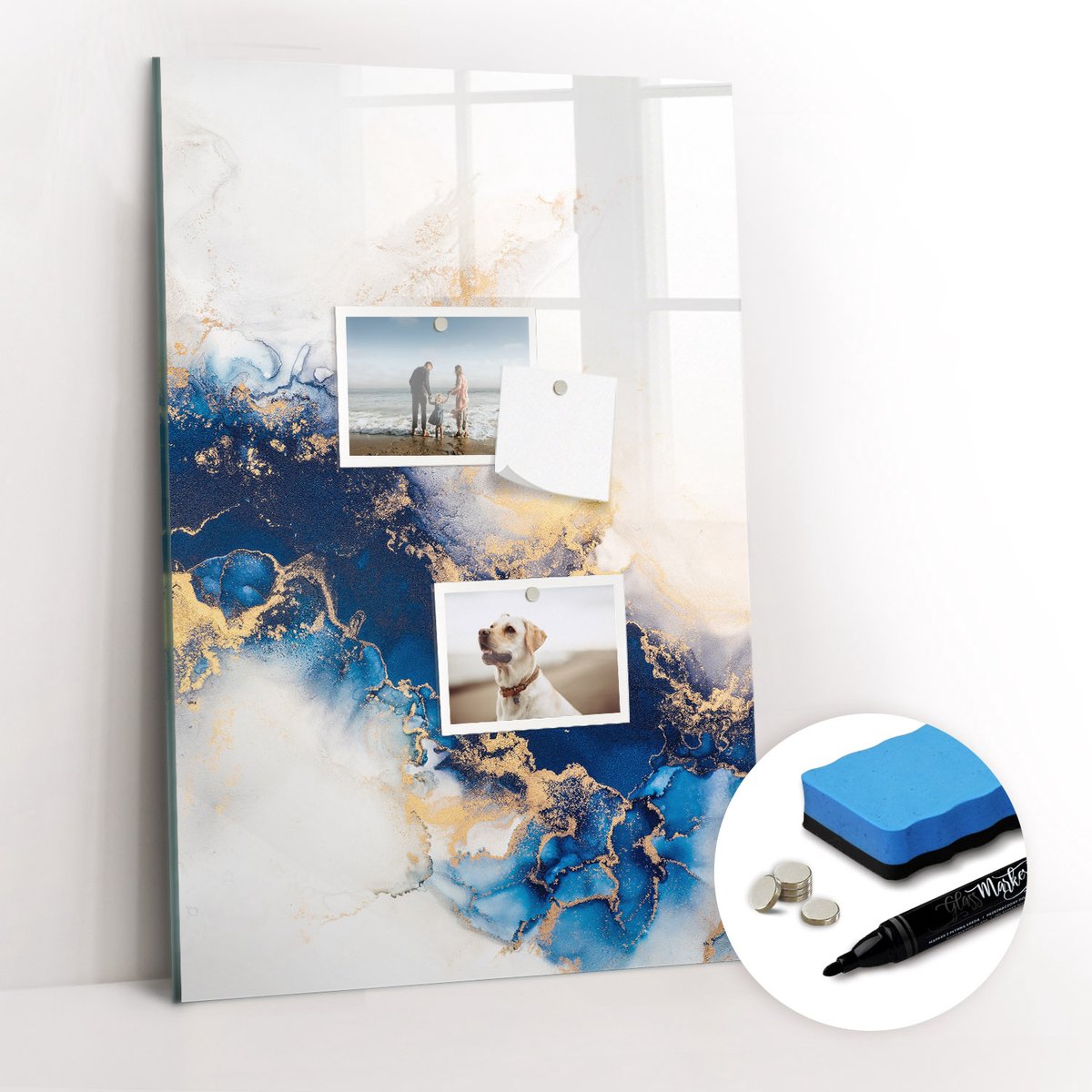 Tulup Whitebord - Marmer abstractie - 40 x 60 cm - Veelkleurig Magnetic Board - Gratis 5 Sterke Magneten + Whiteboard Marker & Wisser - Moderne Wanddecoratie - Memo Magneetbord - Notitiebord Werkplek