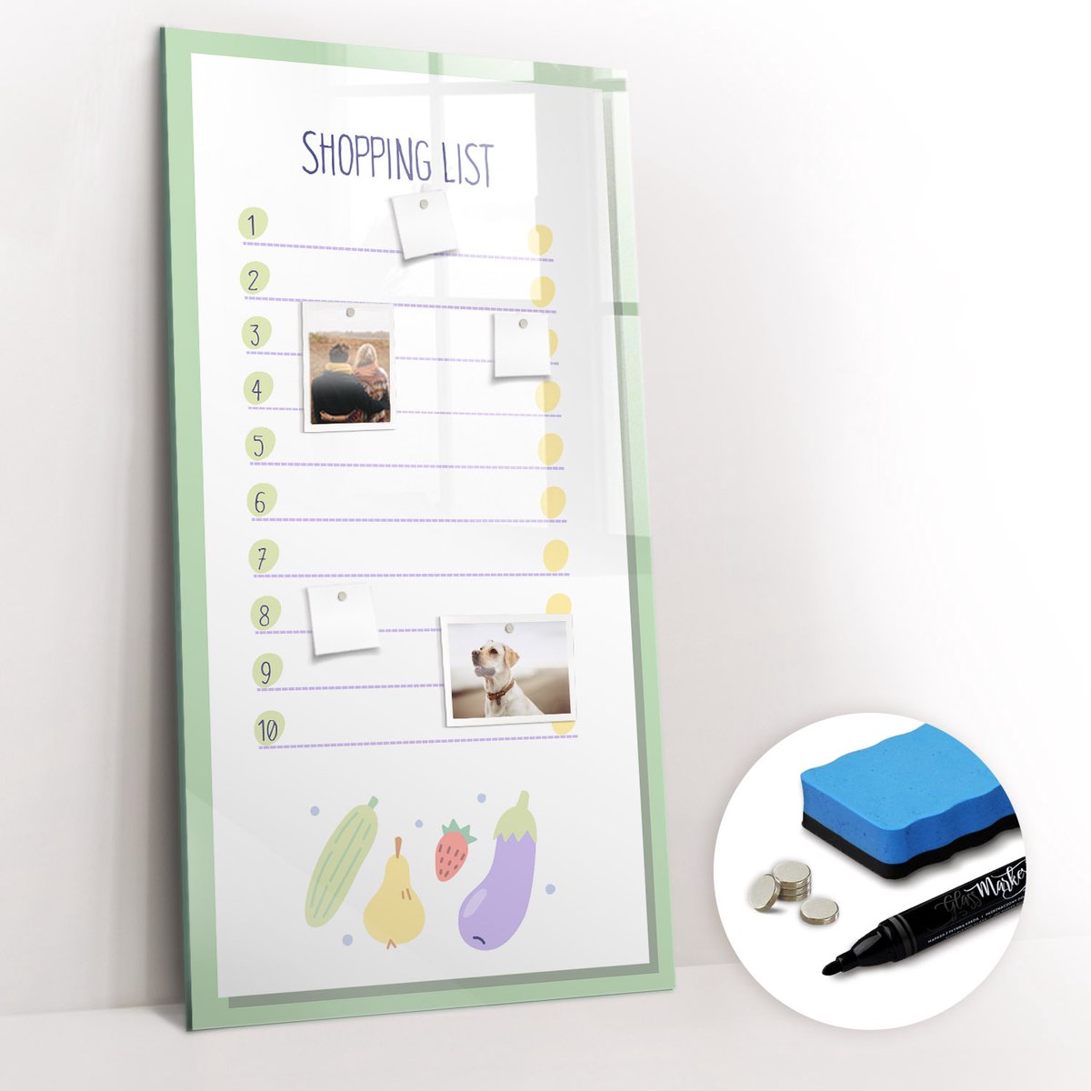 Tulup Whitebord - Boodschappenlijst - 60 x 120 cm - Veelkleurig Magneetbord Keuken - Gratis 5 Sterke Magneten + Whiteboard Marker & Wisser - Minimalistisch Prikbord - Magneetbord Design - Notitiebord Werkplek