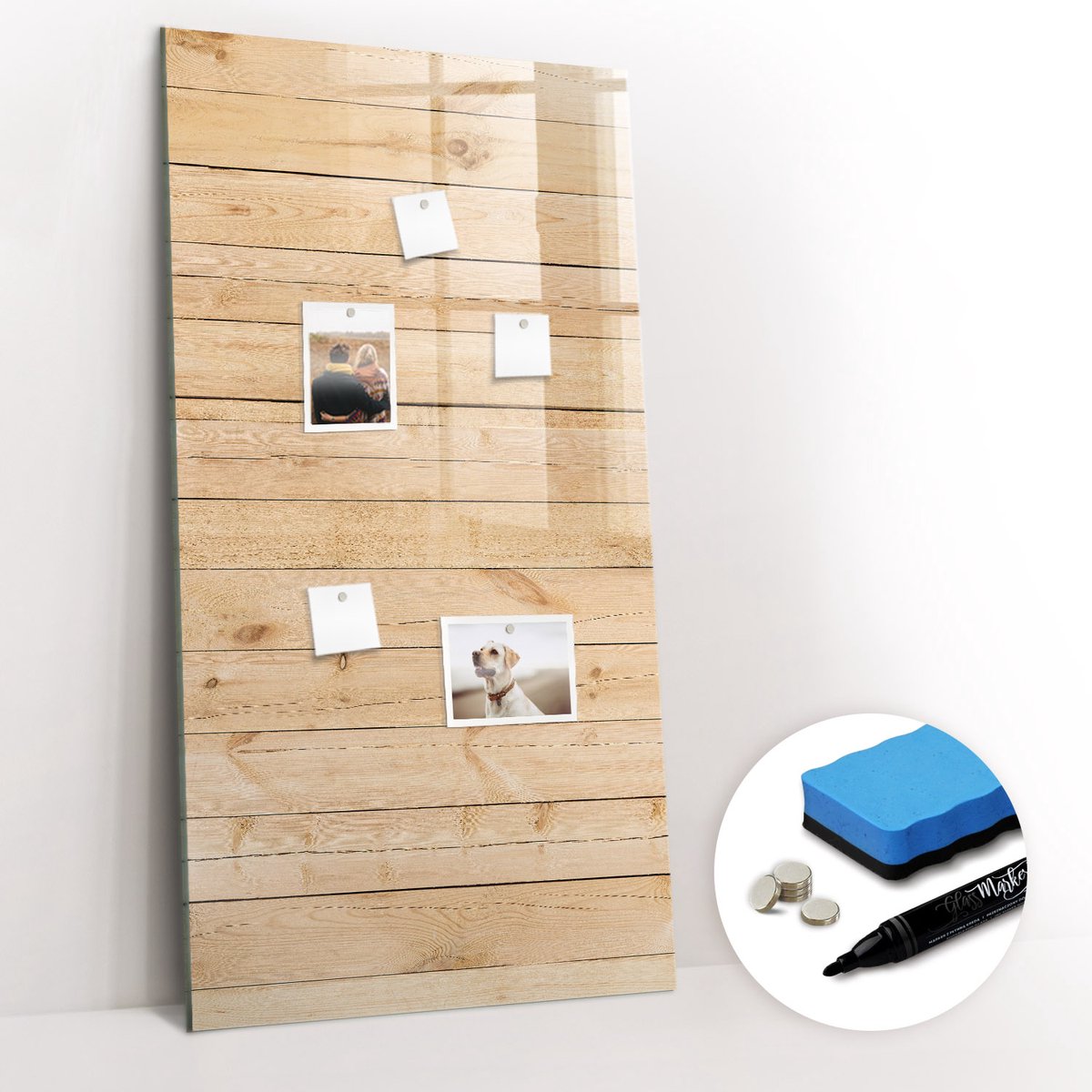 Tulup Whitebord - Lichtpanelen - 60 x 120 cm - Bruin Foto Magneetbord - Gratis 5 Sterke Magneten + Whiteboard Marker & Wisser - Decoratief Magnetisch Bord - Magnetisch Bord - Productiviteit Tools