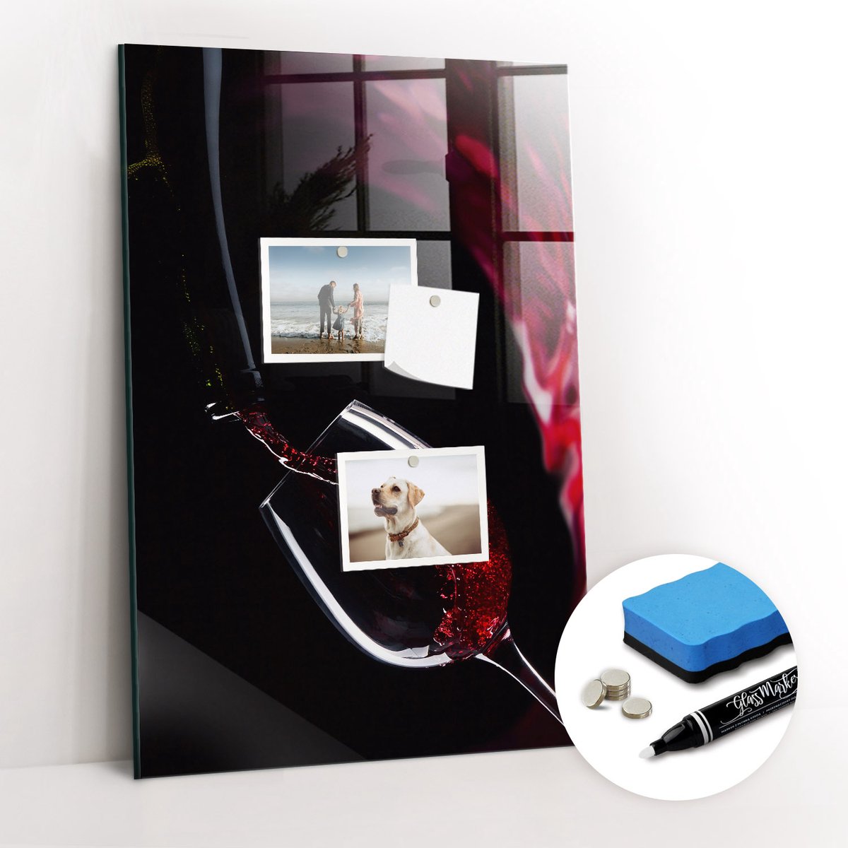 Tulup Whitebord - Gemorste wijn - 40 x 60 cm - Rood Magnetic Board - Gratis 5 Sterke Magneten + Whiteboard Marker & Wisser - Minimalistisch Prikbord - Memobord Magnetisch - Planning Muur
