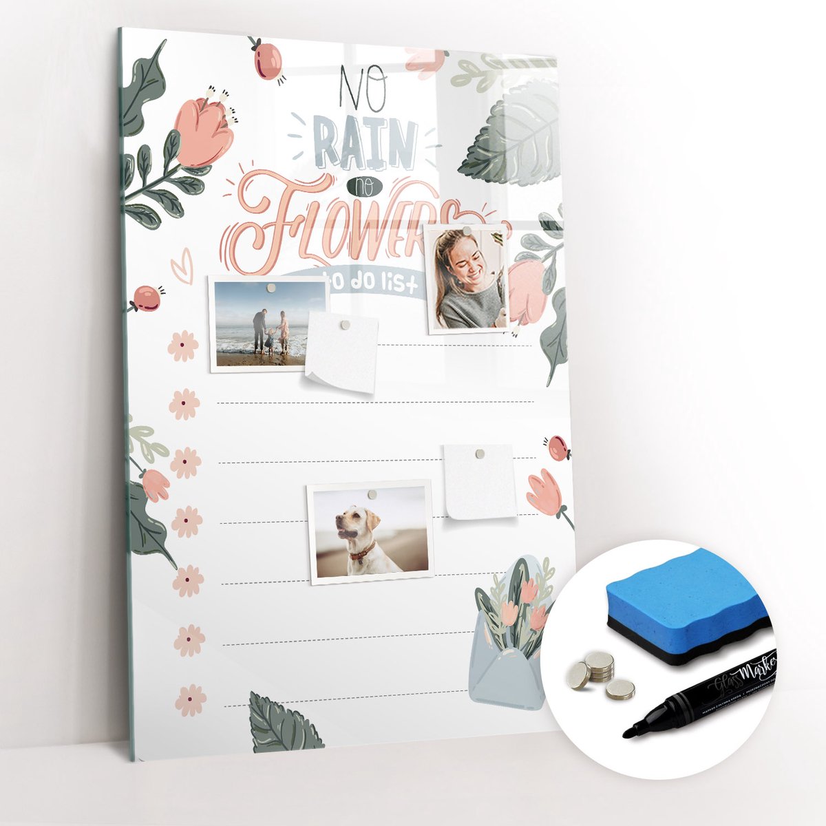 Tulup Whitebord - Decoratielijst - 60 x 90 cm - Roze Memo Bord - Gratis 5 Sterke Magneten + Whiteboard Marker & Wisser - Moderne Wanddecoratie - Magneetbord Keuken - Notitiebord Werkplek