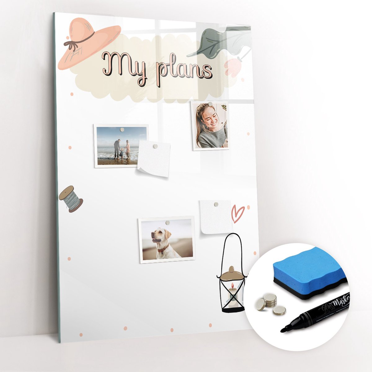 Tulup Whitebord - Mijn plannen - 60 x 90 cm - Wit Magnet Board - Gratis 5 Sterke Magneten + Whiteboard Marker & Wisser - Wanddecoratie Kantoor - Memobord Magnetisch - Inspiratiebord Kantoor