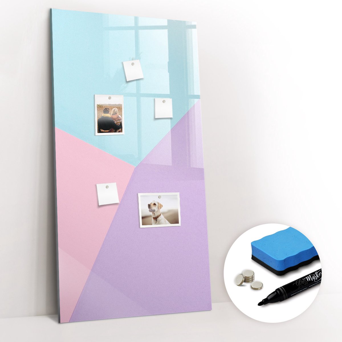 Tulup Whitebord - Pastel patroon - 60 x 120 cm - Paars Memo Bord - Gratis 5 Sterke Magneten + Whiteboard Marker & Wisser - Moderne Wanddecoratie - Magnetisch Bord - Organiseer Je Bureau