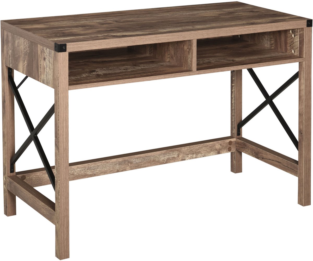 HOMCOM-Schrijftafel-Hout-110x48x76cm-Bruin