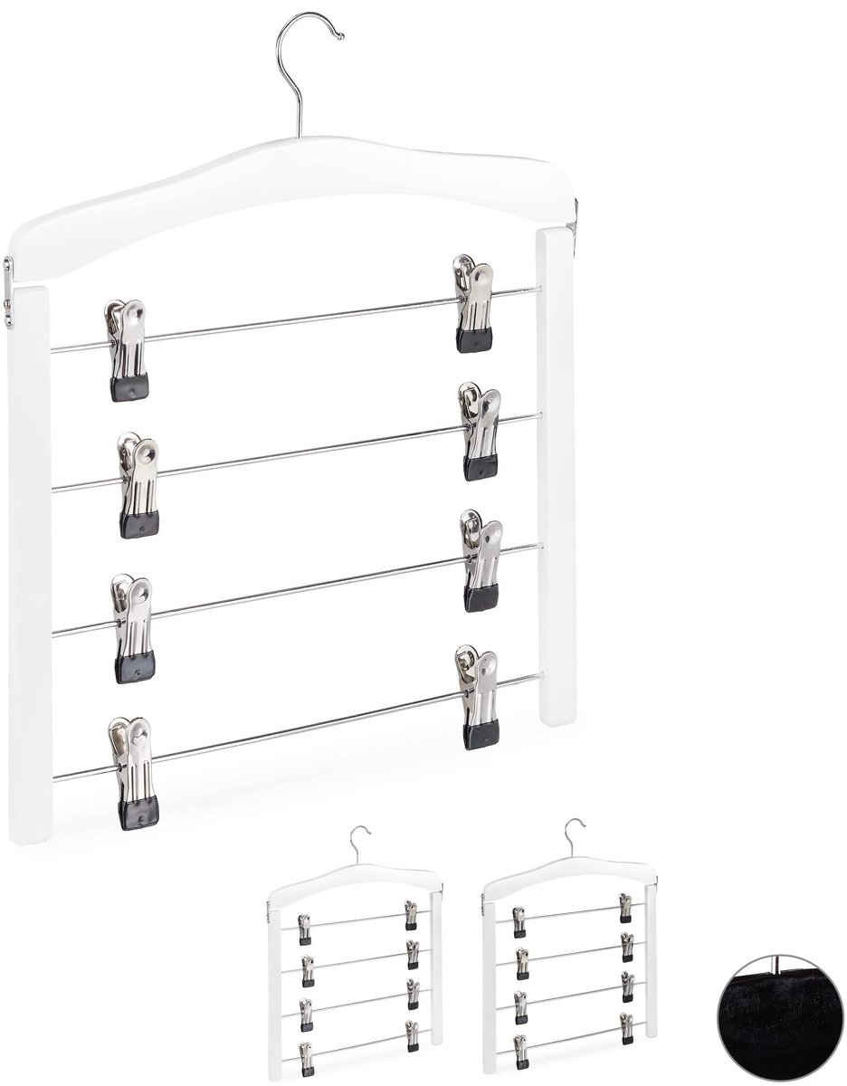 15x rokhanger meervoudig, ruimtebesparend, draaibare haak, voor broeken & rokken, hout, wit