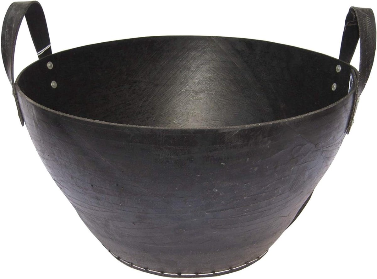 Houten mand - Opbergmand - Haardhout Opslag - Gerecyclede banden - 34 cm hoog - Zwart