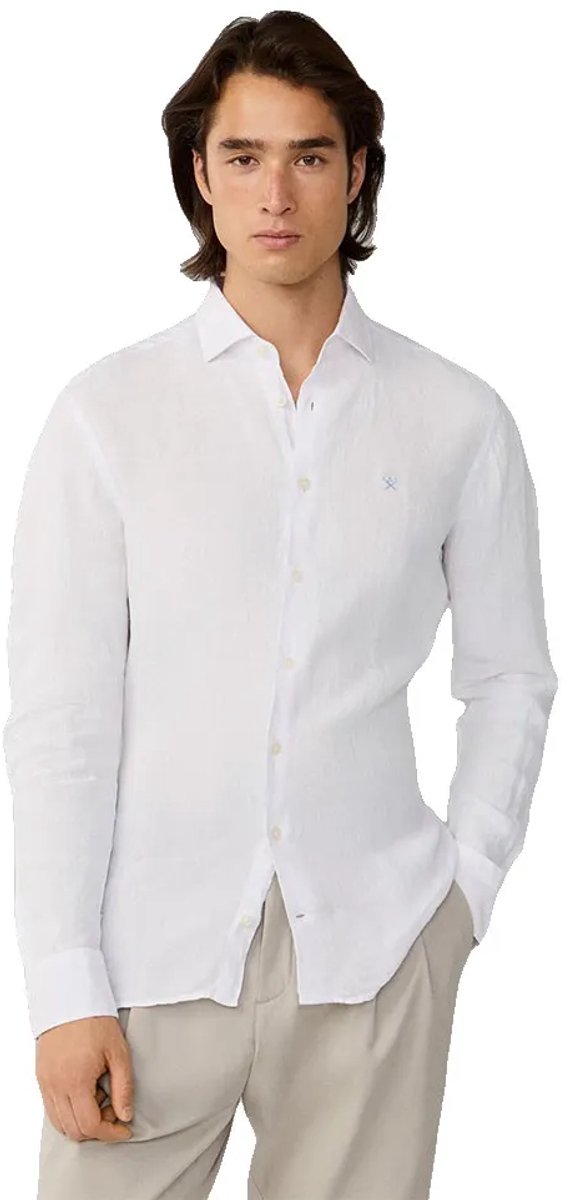 Hackett Essential Gmd Linen Kent Overhemd Met Lange Mouwen Wit XL Man