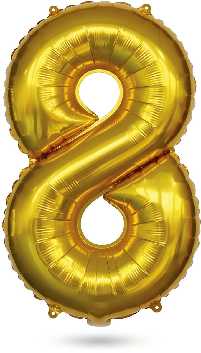 Folieballon Cijfer 8 Goud 40 Inch - XXL Verjaardag Ballon - Helium Ballon - Nummer Ballon - Feestdecoratie - Herbruikbaar [58084-08]