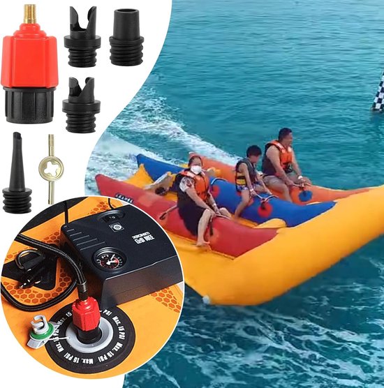 Ventieladapter - Pomp adapter - Watersport Oppompen - Hoogwaardig Materiaal - 4 Mondstukken - Rood — afbeelding 5