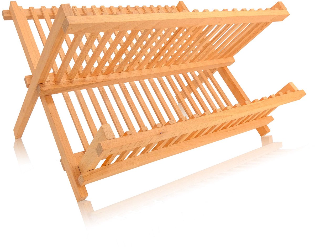 Afdruiprek hout - 100% beukenhout van hoge kwaliteit, ecologische & duurzame keukenaccessoires - waterdicht, afdruiprek, afdruiprek, afdroogrek