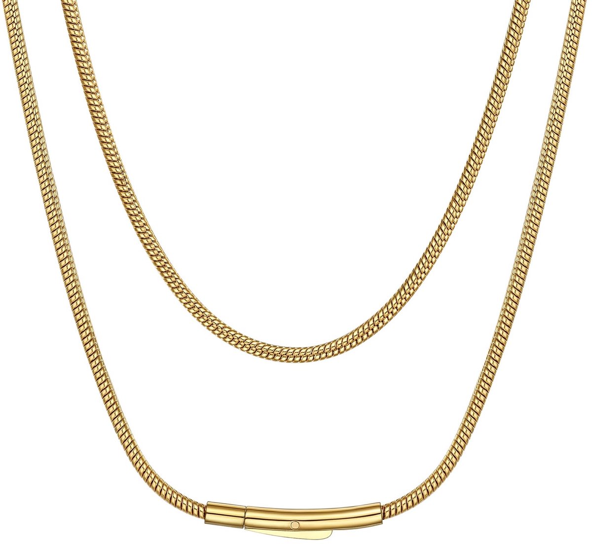 Choker damesketting 2 mm uniseks ketting roestvrij stalen halsketting met draaisluiting, zilver/goud/zwart, 41/46/51/56/61/66/71/76 cm, wordt geleverd in sieradengeschenkdoos