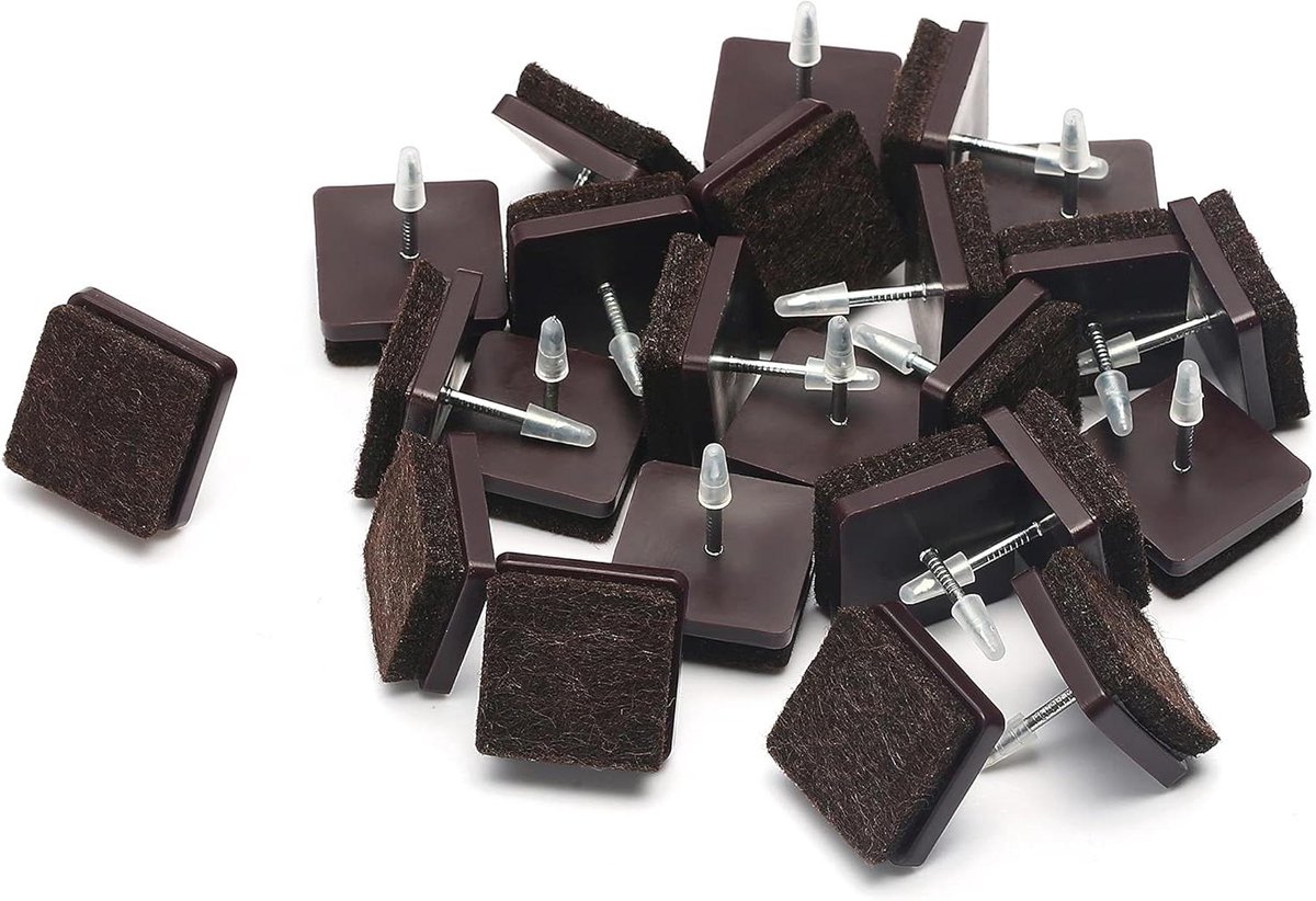 Meubels Vilt Pads - Stoel Sliders Vloerbeschermers - Vloeren Beschermen - Nagel-op Integratie - 24 Stuks - Bruin