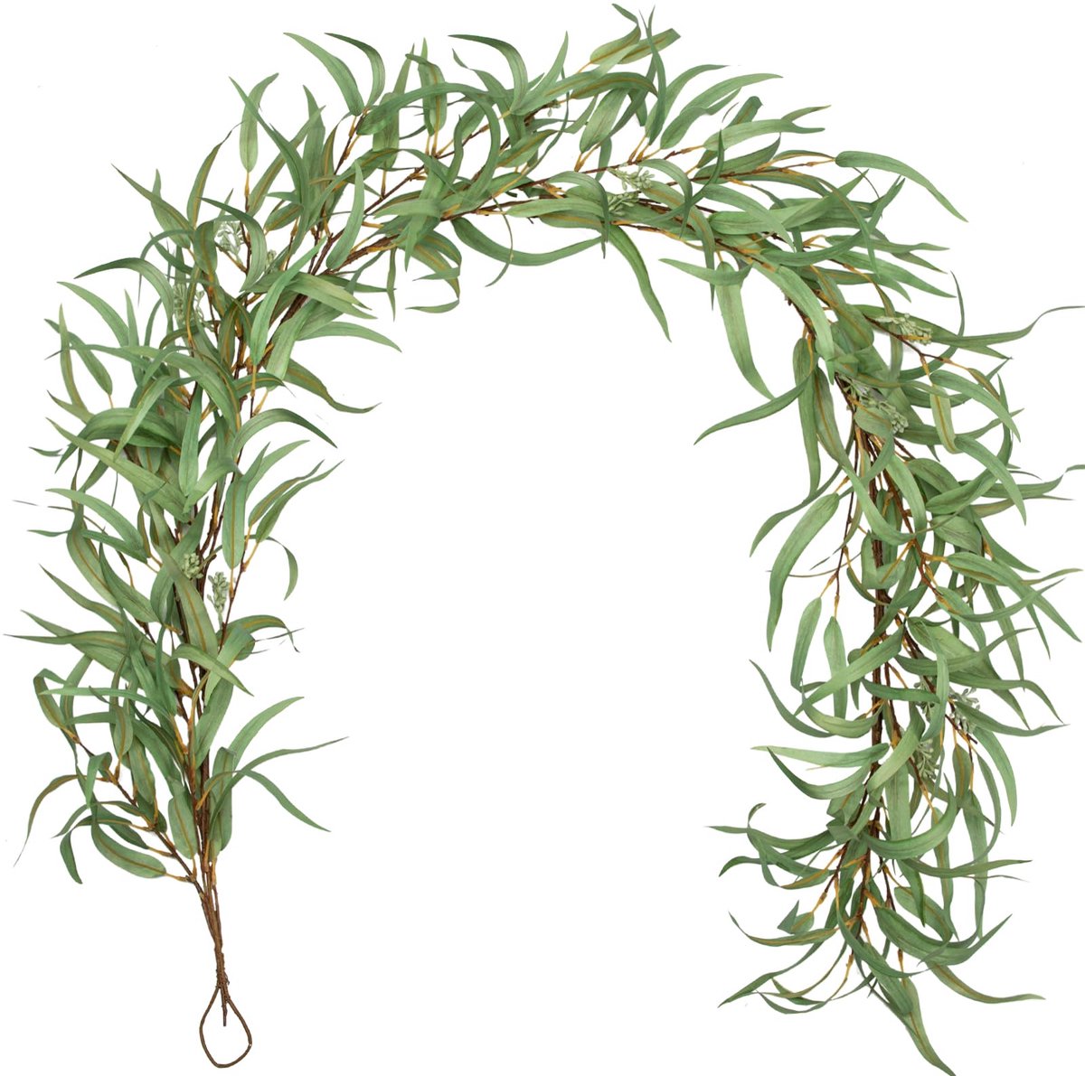 Eucalyptus kunstslinger, 180 cm, hangende kunstplant, kunstmatige ranken, eucalyptus, decoratie voor trapleuningen, tafel, plank, deur, thuis, bruiloft, achtergrond