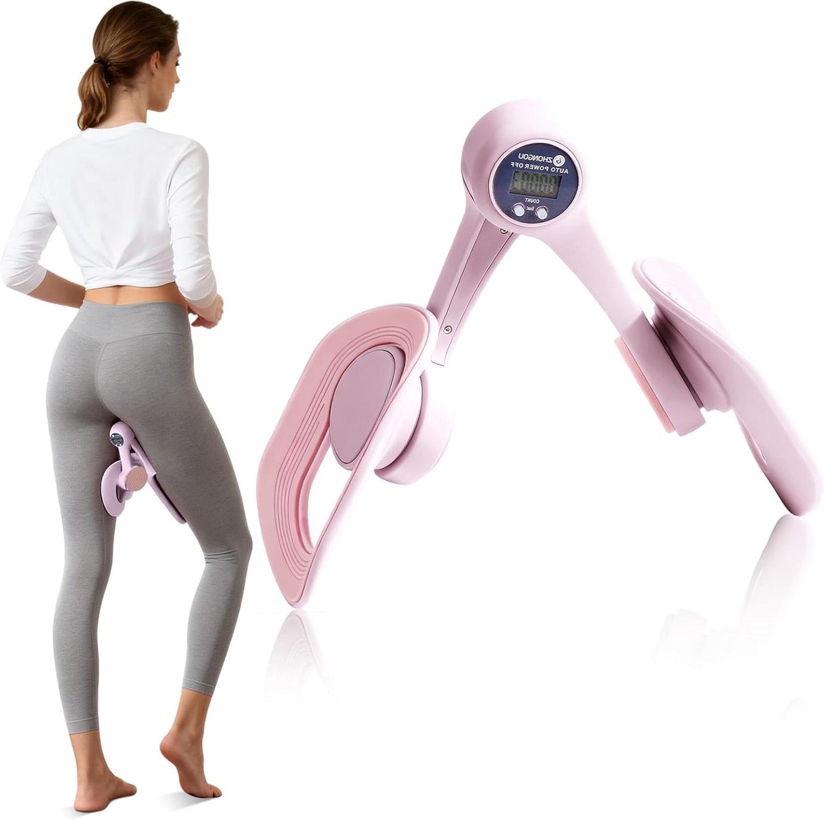 Dijtrainer Bekkenbodemtrainer - Beenversterker Billentrainer - Thuis Fitness - 360 Graden Rotatie - 21 cm - Roze
