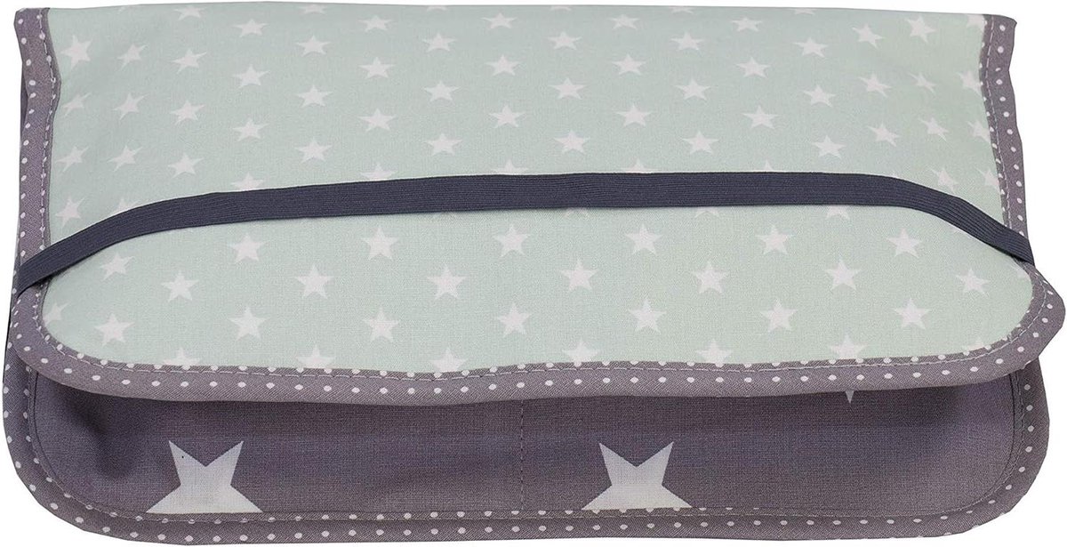 Luier Organizer - Luier Etui - Babyverzorging Onderweg - Vochtwerend Binnenvak - 36x27 cm - Mint Grijs