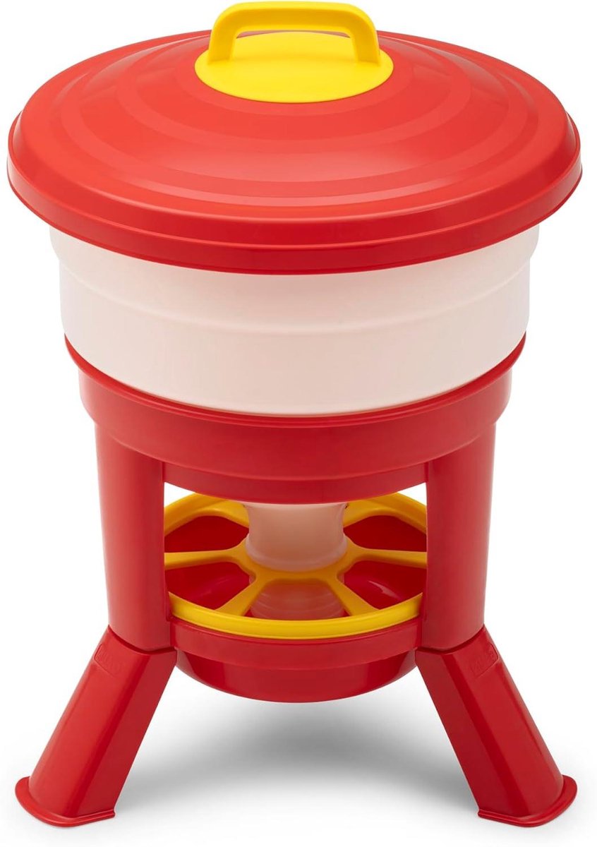 Kippen Voerdispenser - Voederautomaat Kip - Voer Opslaan - Minder Voerverspilling - 30 Liter - Grijs