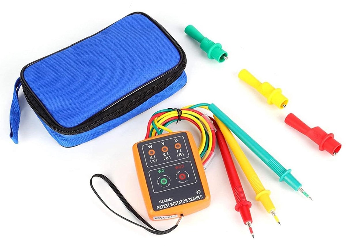 Driefase Tester - Spanningsmeter Fasevolgorde - Elektrische Installaties Controleren - Open Fase Indicatie - 60V-600V - Multicolor