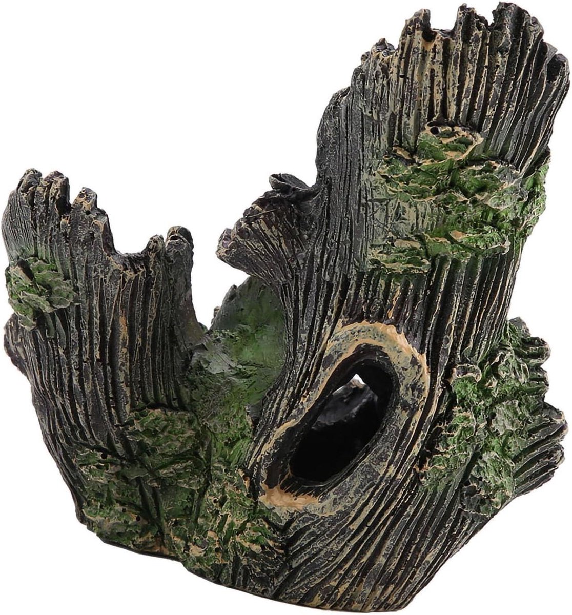 Aquarium Boomstam Decoratie - Vissen Huisje - Aquarium Aankleding - Natuurlijke Habitat Creëren - 20 x 17 x 10 cm