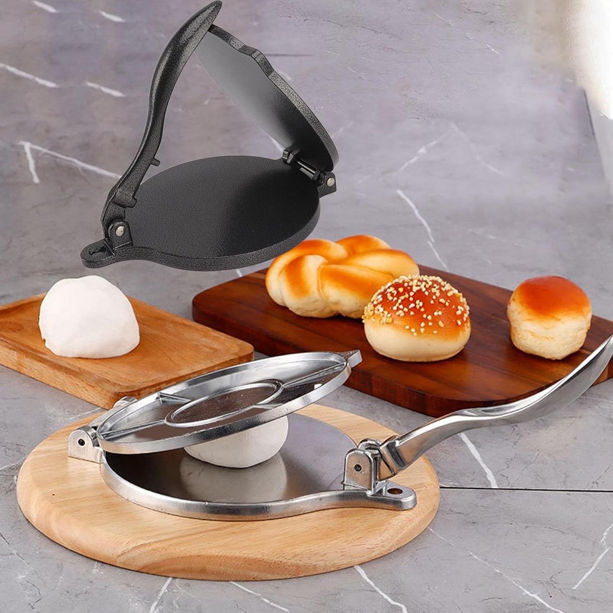 Tortilla Pers - Pataconera Quesadilla Maker - Hand Cakes Maken - Aluminium Legering - 16 cm - Zilver