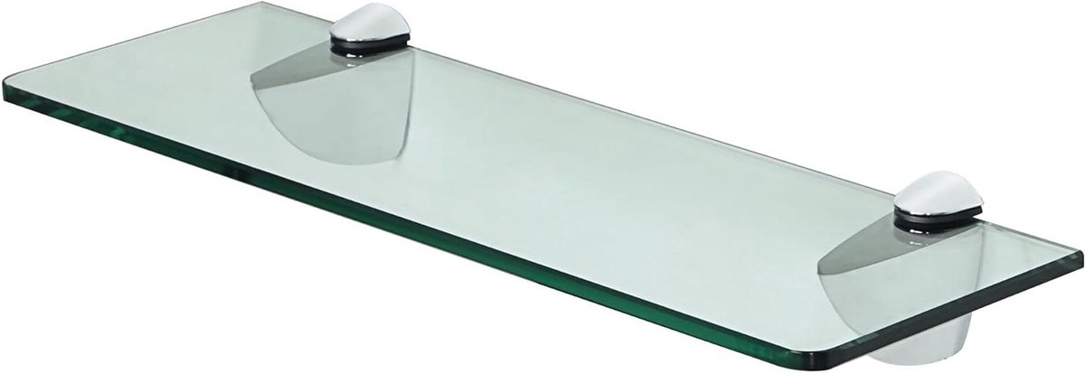 Glashouderset - Glasklemmen Plankhouder - Glazen Planken Monteren - Verstelbare Klemmen - 41 x 15 x 4 cm - Chroomkleuren