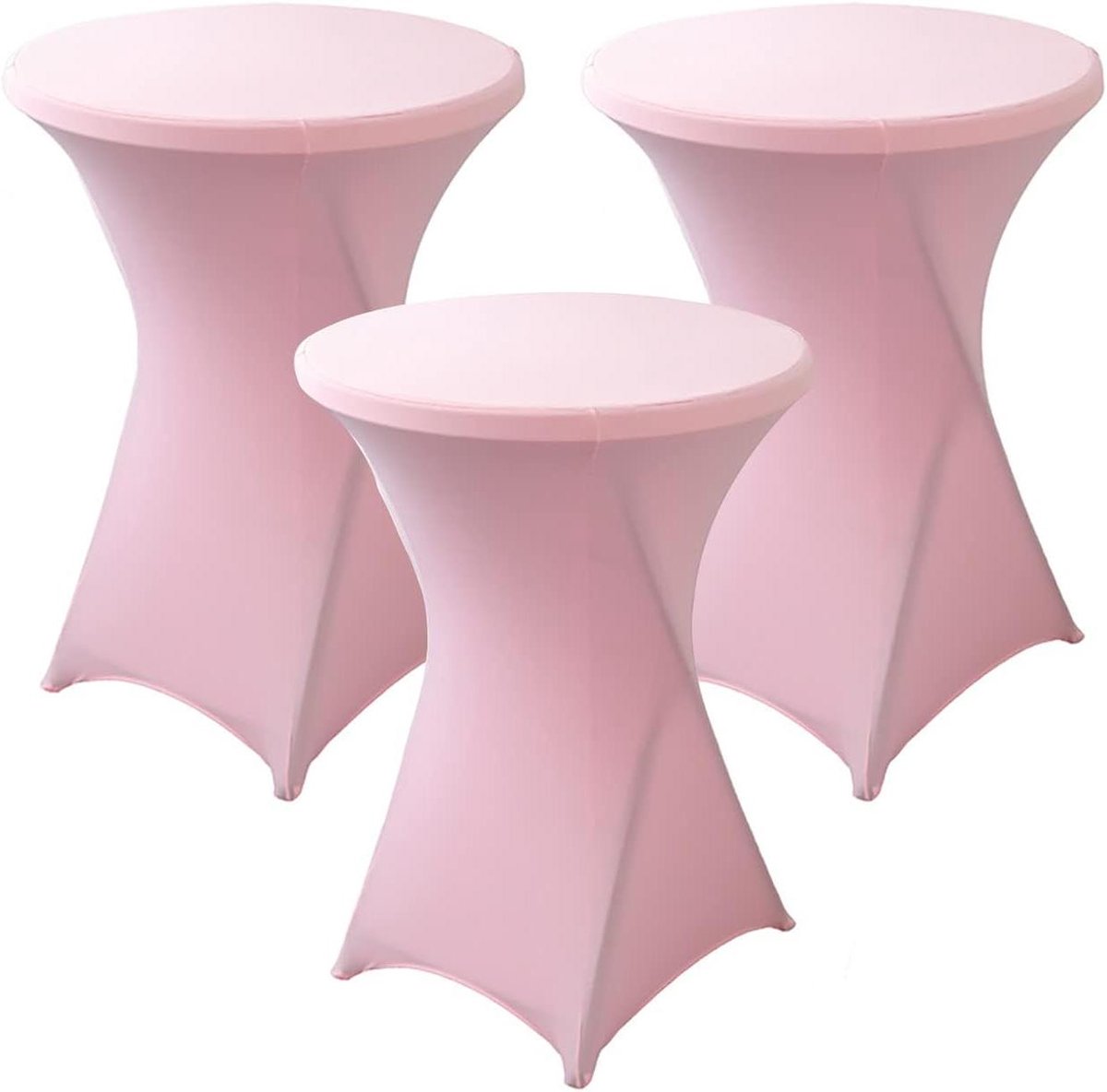 Statafelhoezen Set - Tafelkleden Stretch - Feestelijke Decoratie - Kreukvrij en Afwasbaar - Ø 60-80 cm - Roze