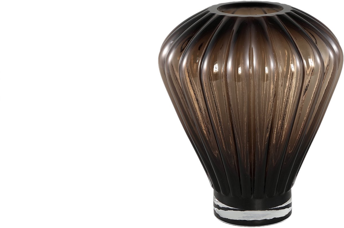 PTMD Jayci Brown Glass Solid Glass Ribbed Vase S