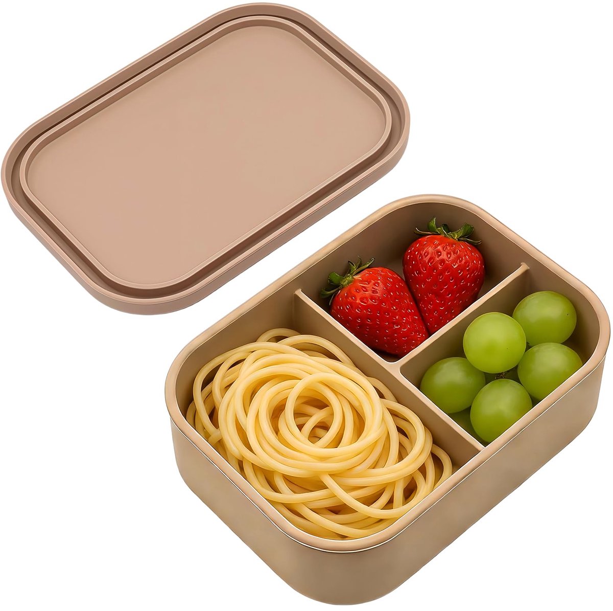 Broodtrommel | Broodtrommel met Vakken van Siliconen, Draagbare Lunchbox, voor Werk, Kantoor en Onderweg