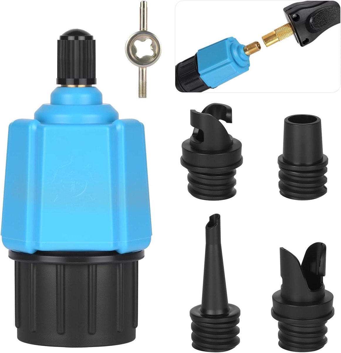SUP Pomp Adapter - Ventiel Converter - Water Sporten - Hoge Kwaliteit Materialen - Set van 6 - Zwart