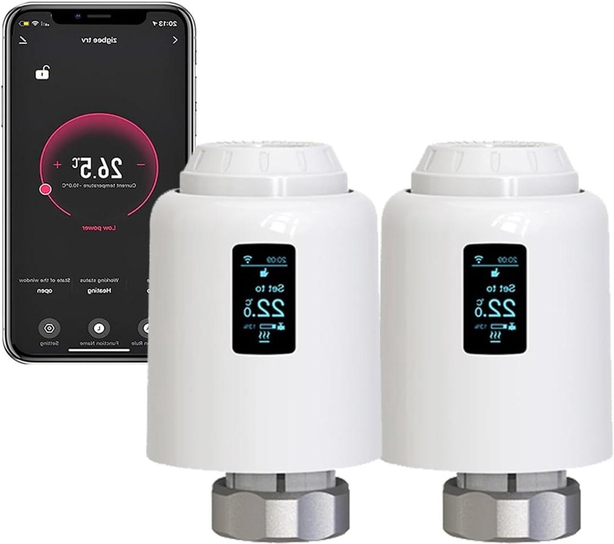 Slimme Radiator Klep - Verwarming Thermostaat - Energie Besparen - Wifi Direct Koppeling - 9.7 cm Hoogte - Wit