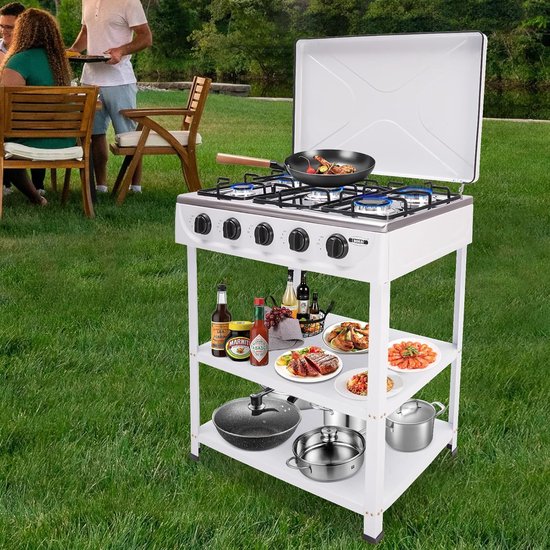 Draagbaar 5-pits Camping Gasfornuis Vrijstaand met Zijplanken - 2.5 kW Kooktoestel van Merkloos — afbeelding 5