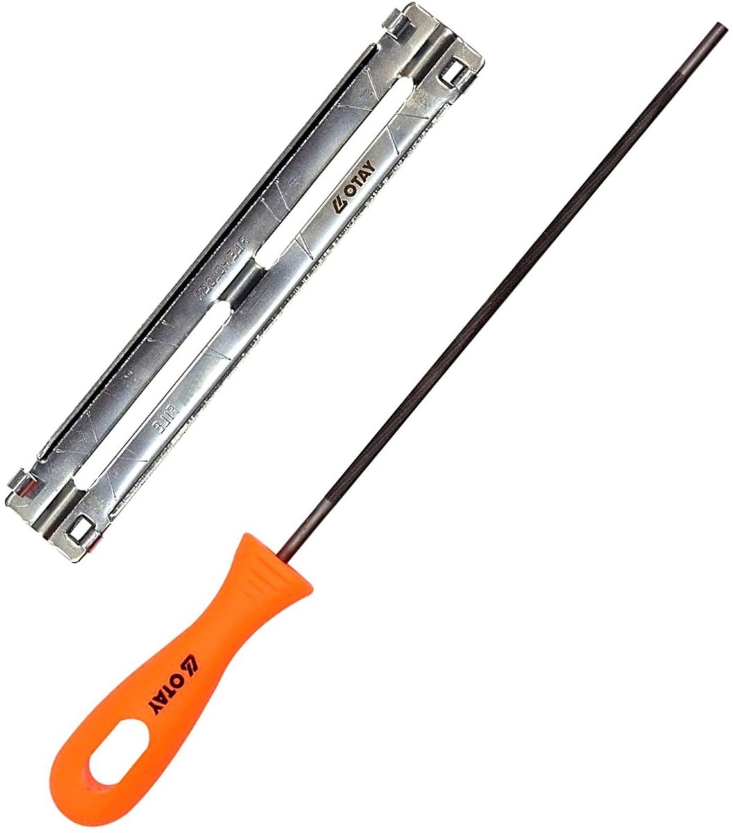 Kettingzaagvijl - Zaagblad slijper - Kettingen slijpen - Met dubbele handgreep - 25 cm vijl - Grijs
