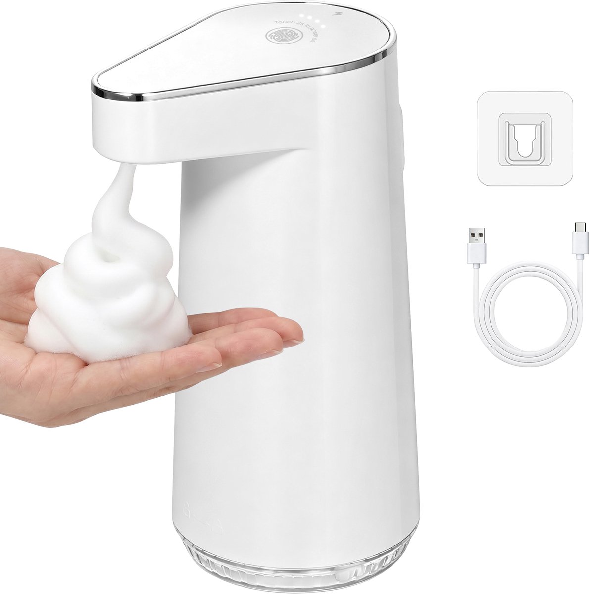 Oraymin Automatische Zeepdispenser 350 ml – Contactloos – USB-C Oplaadbaar – Wit